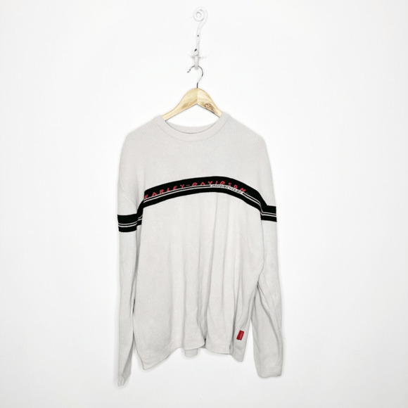 VTG 00s 90s Y2K HARLEY-Davidson crewneck logo SWEATER ribbed motorcycle XL - Picture 1 of 6